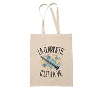 Planetee Tote Bag La clarinette c'est la vie | Sac de Plage en Toile de Coton Épaule | Idée Cadeau Clarinettiste Homme Femme Anniversaire Noël | Imprimé en Bretagne