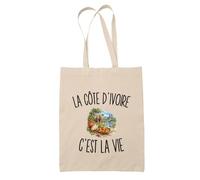 Planetee Tote Bag La Côte d’Ivoire c’est la vie | Sac de Plage en Toile de Coton Épaule | Idée Cadeau Ivoirien Ivoirienne Homme Femme Anniversaire Noël | Imprimé en Bretagne