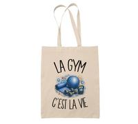 Planetee Tote Bag La gym c'est la vie | Sac de Plage en Toile de Coton Épaule | Idée Cadeau Gymnaste Homme Femme Anniversaire Noël | Imprimé en Bretagne