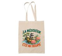 Planetee Tote Bag La méditation c'est ma thérapie | Sac de Plage en Toile de Coton Épaule | Idée Cadeau Homme Femme Anniversaire Noël | Imprimé en Bretagne