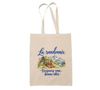 Planetee Tote Bag La randonnée, toujours une bonne idée | Sac de Plage en Toile de Coton Épaule | Idée Cadeau Randonneur Randonneuse Homme Femme Anniversaire Noël | Imprimé en Bretagne
