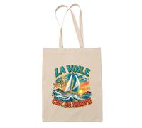 Planetee Tote Bag La voile c'est ma thérapie | Sac de Plage en Toile de Coton Épaule | Idée Cadeau Homme Femme Anniversaire Noël | Imprimé en Bretagne