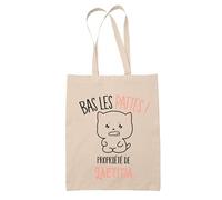 Planetee Tote bag Laetitia Bas les pattes Chat | Sac en toile coton Original Cadeau Anniversaire Noël Humour fête des mères