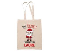 Planetee Tote bag Laure Pas Touche Père Noël - Sac Shopping - Secret santa Cadeau Noël Humour Insolite Collègue