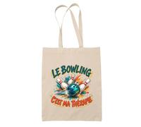 Planetee Tote Bag Le bowling c'est ma thérapie | Sac de Plage en Toile de Coton Épaule | Idée Cadeau Homme Femme Anniversaire Noël | Imprimé en Bretagne