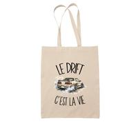Planetee Tote Bag Le Drift C'est La Vie | Sac de Plage en Toile de Coton Épaule | Idée Cadeau Femme Maîtresse Anniversaire Noël | Imprimé en Bretagne