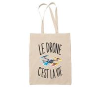 Planetee Tote Bag Le Drone C'est La Vie | Sac de Plage en Toile de Coton Épaule | Idée Cadeau Femme Maîtresse Anniversaire Noël | Imprimé en Bretagne
