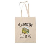 Planetee Tote Bag Le Luxembourg c’est la vie | Sac de Plage en Toile de Coton Épaule | Idée Cadeau Luxembourgeois Luxembourgeoise Homme Femme Anniversaire Noël | Imprimé en Bretagne