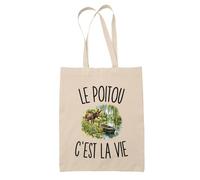 Planetee Tote Bag Le Poitou c’est la vie | Sac de Plage en Toile de Coton Épaule | Idée Cadeau Poitevin Poitevine Homme Femme Anniversaire Noël | Imprimé en Bretagne
