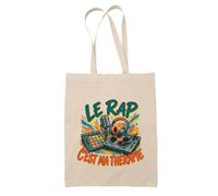 Planetee Tote Bag Le rap c'est ma thérapie | Sac de Plage en Toile de Coton Épaule | Idée Cadeau Homme Femme Anniversaire Noël | Imprimé en Bretagne