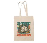 Planetee Tote Bag Les chouettes c'est ma thérapie | Sac de Plage en Toile de Coton Épaule | Idée Cadeau Homme Femme Anniversaire Noël | Imprimé en Bretagne