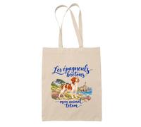 Planetee Tote Bag Les épagneuls bretons, mon animal totem | Sac de Plage en Toile de Coton Épaule | Idée Cadeau Propriétaire de Chien Homme Femme Anniversaire Noël | Imprimé en Bretagne