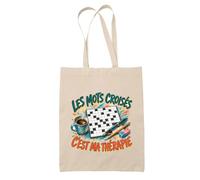 Planetee Tote Bag Les mots croisés c'est ma thérapie | Sac de Plage en Toile de Coton Épaule | Idée Cadeau Homme Femme Anniversaire Noël | Imprimé en Bretagne