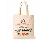 Planetee Tote bag Lou cap d'être ma marraine 2 Cadeau annonce Grossesse Surprise