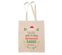 Planetee Tote bag Lucile Liste des enfants sages - Sac Shopping - Secret santa Cadeau Noël Humour Insolite Collègue