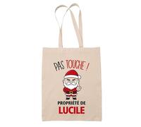 Planetee Tote bag Lucile Pas Touche Père Noël - Sac Shopping - Secret santa Cadeau Noël Humour Insolite Collègue