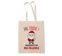Planetee Tote bag Ma Filleule Pas Touche Père Noël - Sac Shopping - Secret santa Cadeau Noël Humour Insolite Collègue