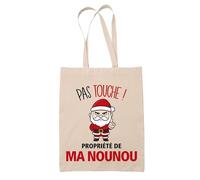 Planetee Tote bag Ma Nounou Pas Touche Père Noël - Sac Shopping - Secret santa Cadeau Noël Humour Insolite Collègue