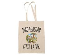 Planetee Tote Bag Madagascar c’est la vie | Sac de Plage en Toile de Coton Épaule | Idée Cadeau Malgache Homme Femme Anniversaire Noël | Imprimé en Bretagne
