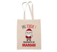 Planetee Tote bag Maman Pas Touche Père Noël - Sac Shopping - Secret santa Cadeau Noël Humour Insolite Collègue