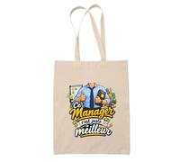 Planetee Tote Bag Manager C'est juste le Meilleur Métier | Sac de Plage en Toile de Coton Épaule | Idée Cadeau Homme Papa Anniversaire Noël | Imprimé en Bretagne