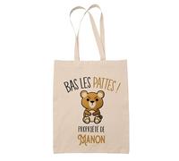 Planetee Tote bag Manon Bas les pattes Ours | Sac en toile coton Original Cadeau Anniversaire Noël Humour fête des mères