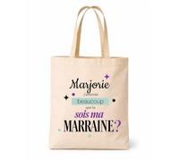 Planetee Tote bag Marjorie sois ma Marraine Cadeau annonce Grossesse Surprise