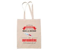 Planetee Tote bag Marraine Infirmière | Sac en toile fourre-tout coton Original Cadeau Anniversaire Noël Humour