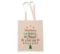 Planetee Tote bag Matthieu Magie de noël Sapin - Sac Shopping - Secret santa Cadeau Noël Humour Insolite Collègue