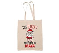 Planetee Tote bag Maya Pas Touche Père Noël - Sac Shopping - Secret santa Cadeau Noël Humour Insolite Collègue