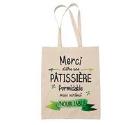 Planetee Tote Bag Merci Pâtissière Inoubliable | Idée Cadeau Collègue Travail Retraite Sac Cabas Réutilisable