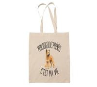 Planetee Tote Bag Mon Berger des Pyrénées C'est Ma Vie | Sac de Plage en Toile de Coton Épaule | Idée Cadeau Femme Maîtresse Anniversaire Noël | Imprimé en Bretagne