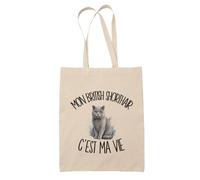 Planetee Tote Bag Mon British Shorthair C'est Ma Vie | Sac de Plage en Toile de Coton Épaule | Idée Cadeau Femme Maîtresse Anniversaire Noël | Imprimé en Bretagne