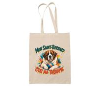 Planetee Tote Bag Mon Saint-Bernard c'est ma thérapie | Sac de Plage en Toile de Coton Épaule | Idée Cadeau Homme Femme Anniversaire Noël | Imprimé en Bretagne