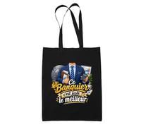 Planetee Tote Bag Noir Banquier C'est juste le Meilleur Métier | Sac en Coton 10 L 37 × 42 cm avec Anses Longues | Courses Bureau Shopping | Cadeau Anniversaire