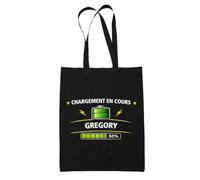 Planetee Tote Bag Noir Chargement en cours Gregory 50% Png support noir | Sac en Coton 10 L 37 × 42 cm avec Anses Longues | Courses Bureau Shopping | Cadeau Gamer Gameuse Anniversaire
