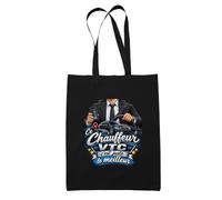 Planetee Tote Bag Noir Chauffeur Vtc C'est juste le Meilleur Métier | Sac en Coton 10 L 37 × 42 cm avec Anses Longues | Courses Bureau Shopping | Cadeau Anniversaire