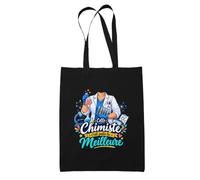 Planetee Tote Bag Noir Chimiste C'est juste la Meilleure Métier | Sac en Coton 10 L 37 × 42 cm avec Anses Longues | Courses Bureau Shopping | Cadeau Anniversaire