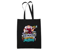 Planetee Tote Bag Noir Employee de Restauration C'est juste la Meilleure Métier | Sac en Coton 10 L 37 × 42 cm avec Anses Longues | Courses Bureau Shopping | Cadeau Anniversaire