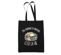 Planetee Tote Bag Noir Être assistante de direction c'est la vie | Sac en Coton 10 L 37 × 42 cm avec Anses Longues | Courses Bureau Shopping | Cadeau Métier du Bureau Anniversaire