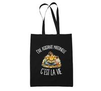 Planetee Tote Bag Noir Être assistante maternelle c'est la vie | Sac en Coton 10 L 37 × 42 cm avec Anses Longues | Courses Bureau Shopping | Cadeau Nounou Anniversaire