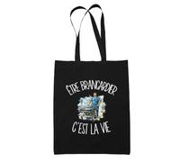 Planetee Tote Bag Noir Être brancardier c'est la vie | Sac en Coton 10 L 37 × 42 cm avec Anses Longues | Courses Bureau Shopping | Cadeau Soignant Anniversaire