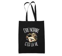 Planetee Tote Bag Noir Être notaire c'est la vie | Sac en Coton 10 L 37 × 42 cm avec Anses Longues | Courses Bureau Shopping | Cadeau Juriste Anniversaire