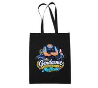 Planetee Tote Bag Noir Gendarme C'est juste la Meilleure Métier | Sac en Coton 10 L 37 × 42 cm avec Anses Longues | Courses Bureau Shopping | Cadeau Anniversaire