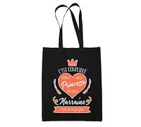 Planetee Tote Bag Noir Princesse Marraine | Sac en toile Cabas Coton original idéal pour cadeau de noël et anniversaire
