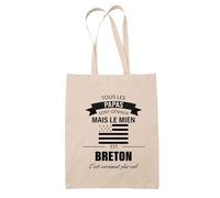 Planetee Tote bag Papa Breton | Sac en toile fourre-tout coton Original Cadeau Anniversaire Noël Humour Fête des Pères