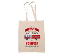 Planetee Tote bag Papa Pompier | Sac en toile fourre-tout coton Original Cadeau Anniversaire Noël Humour Fête des Pères