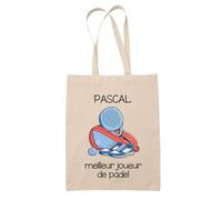 Planetee Tote bag Pascal Meilleur joueur de padel - Sac Cabas Cadeau pour Sportif ou Fête des Pères