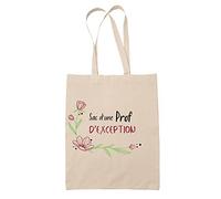 Planetee Tote Bag Prof d'Exception | Idée Cadeau Collègue Travail Retraite Sac Cabas Réutilisable