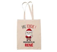 Planetee Tote bag René Pas Touche Père Noël - Sac Shopping - Secret santa Cadeau Noël Humour Insolite Collègue